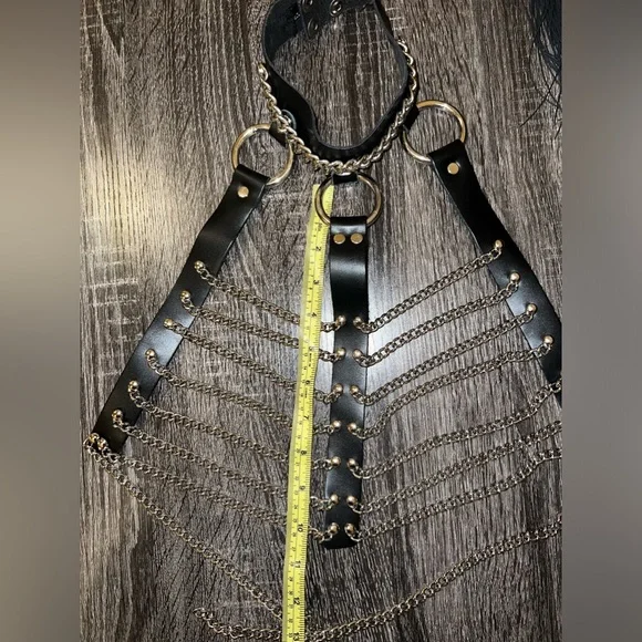 Genuine leather and steel chain bodice harness - Picture 6 of 12